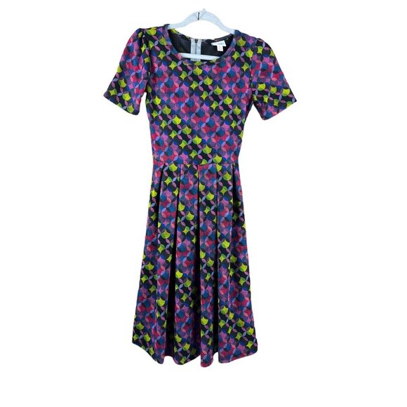 LulaRoe Amelia Women's Multicolor Circular Short Casual Dress - Picture 1 of 6